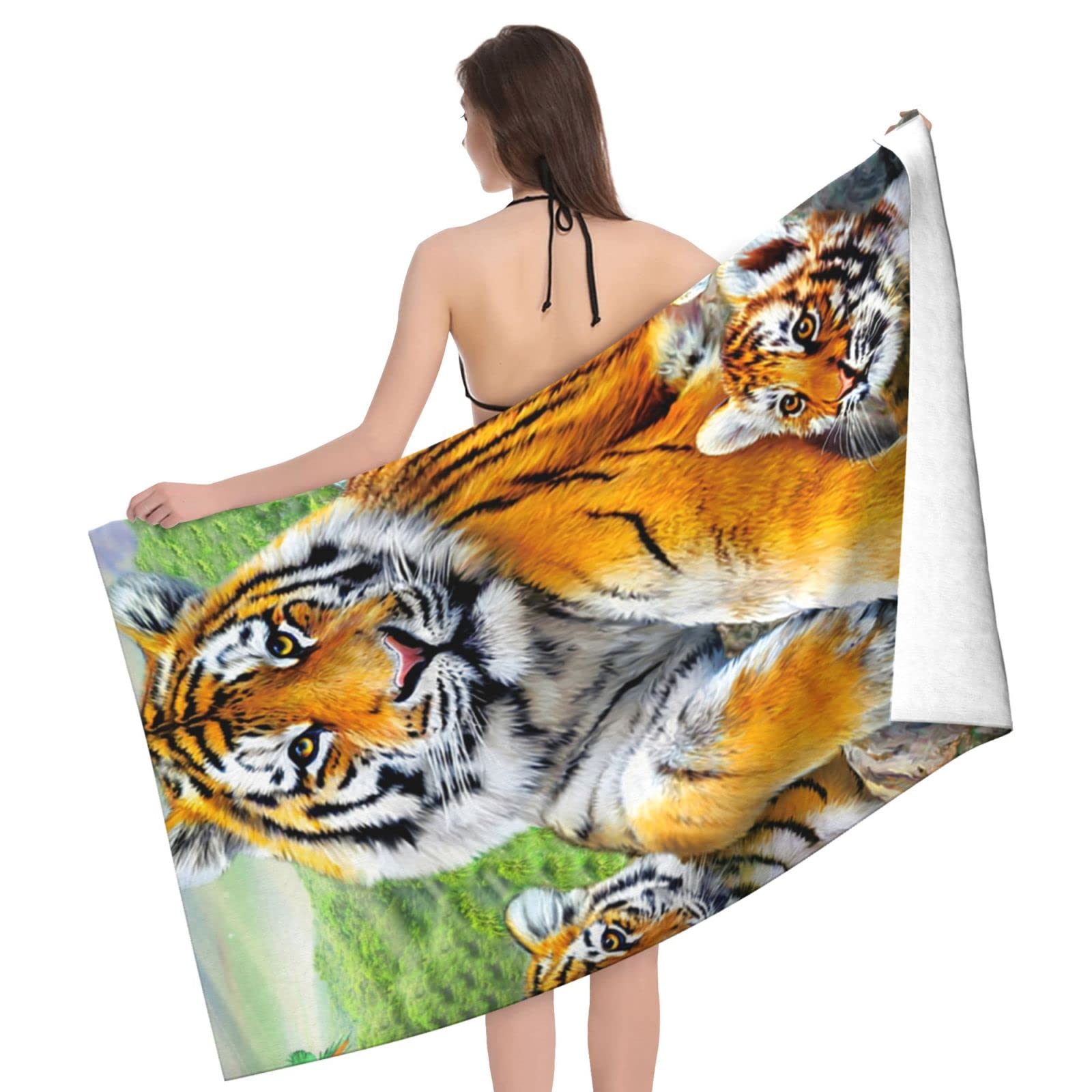 Jagfhhs Tiger Beach Towel: Forest Tiger Design, Quick Dry